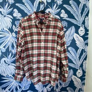Lands' End Red and Green Plaid Button-Down Shirt